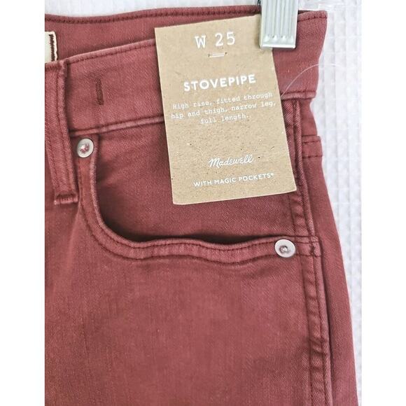 Madewell ~Woman Size 25~ Brown/Red Stovepipe Jeans Full-Length High Rise NWT. - Picture 4 of 16
